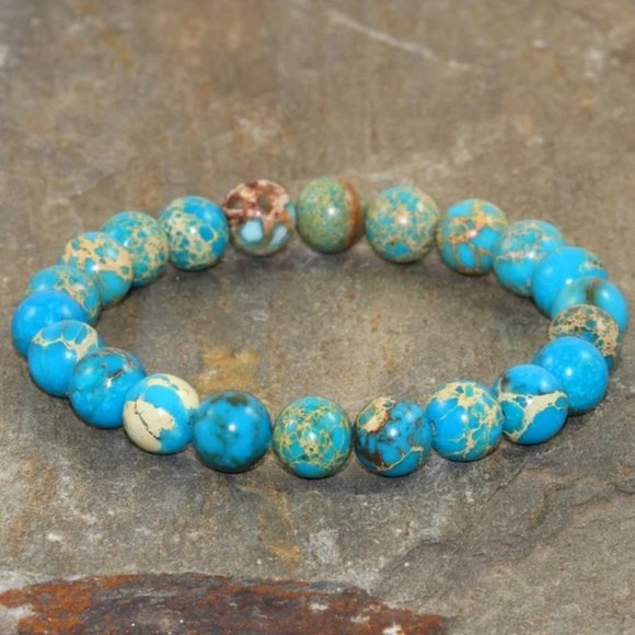 Jewelry - Turquoise 8mm Beaded Healing Bracelet